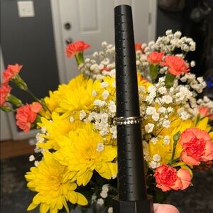 Silver Textured Band Ring Set of 2 Size 9